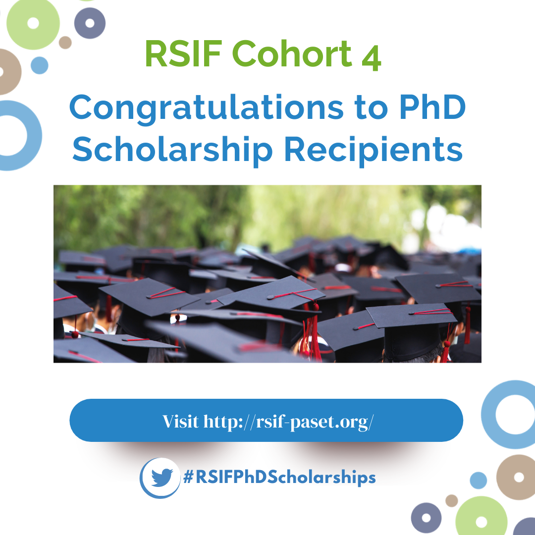 RSIF PhD Scholarship Recipients for Cohort 4 announced