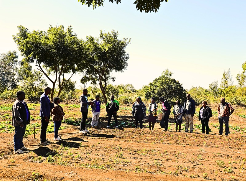 The icipe delegation flanked by IETUPUNGUE team visiting one of the projects
