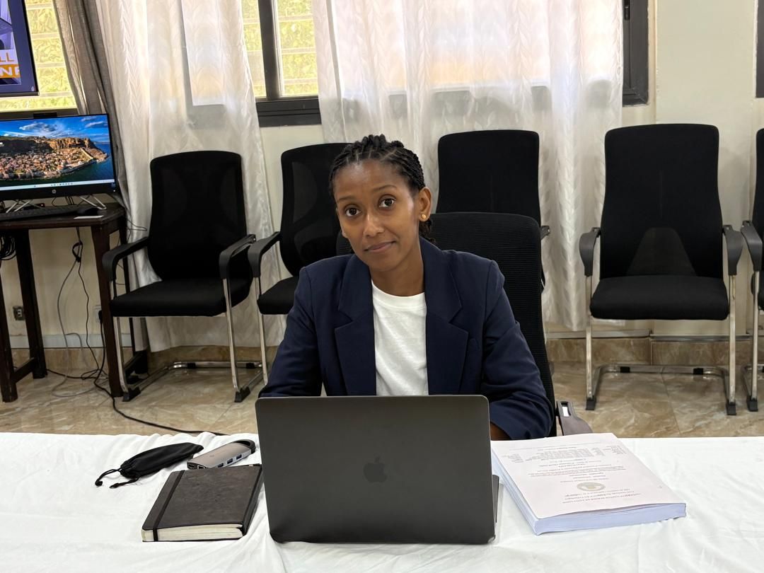 Penda Fall during her thesis defence.